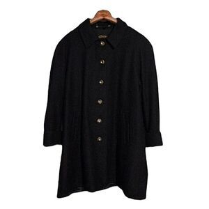 Wolfstaedter Loden Frachten Austrian Adult Size 48 Solid Black Long Wool Coat